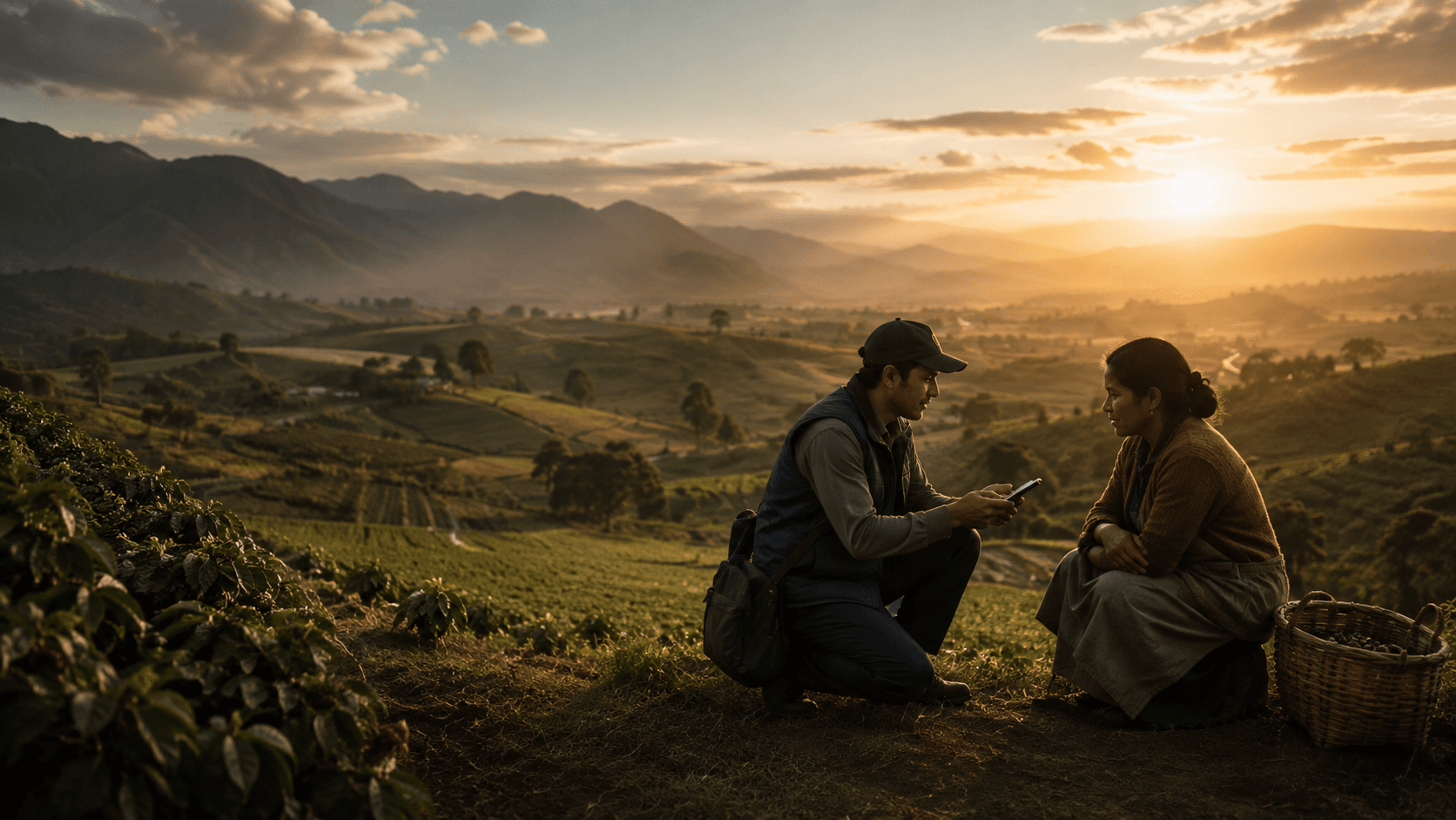 Microcredit advisor and client in a productive rural environment